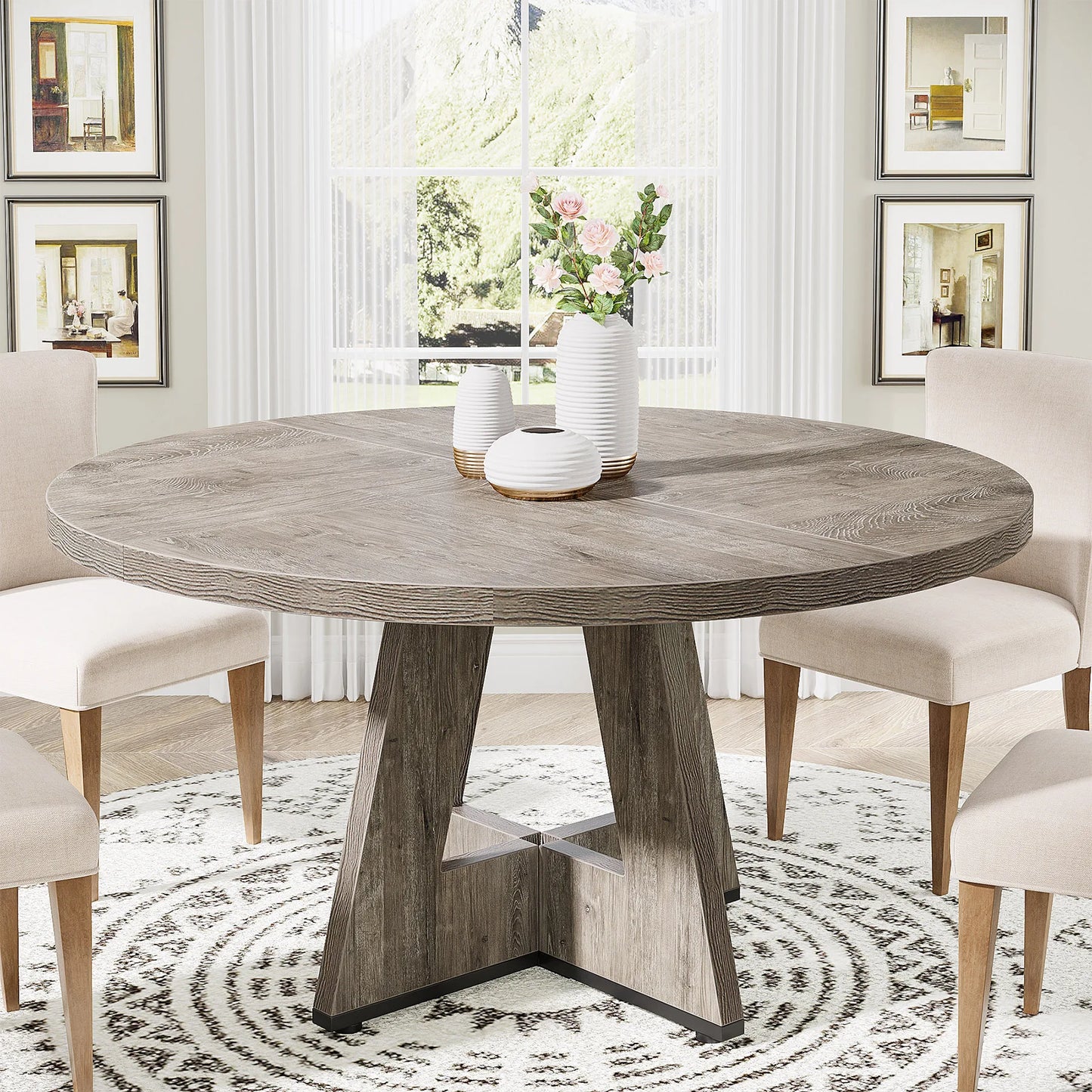 Tribesigns Round Dining Table for 4,