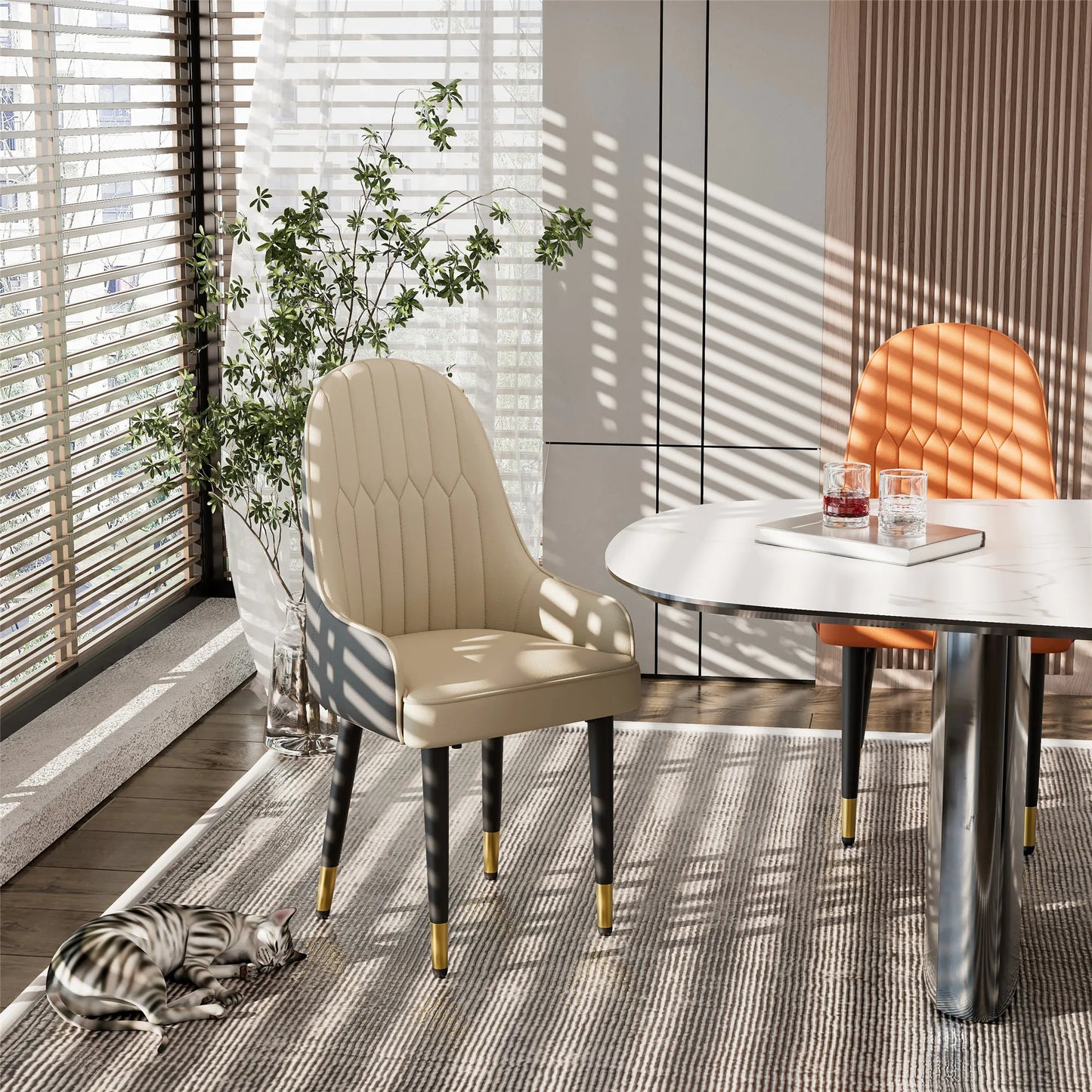 Set of 2, Faux Leather Dining Chairs