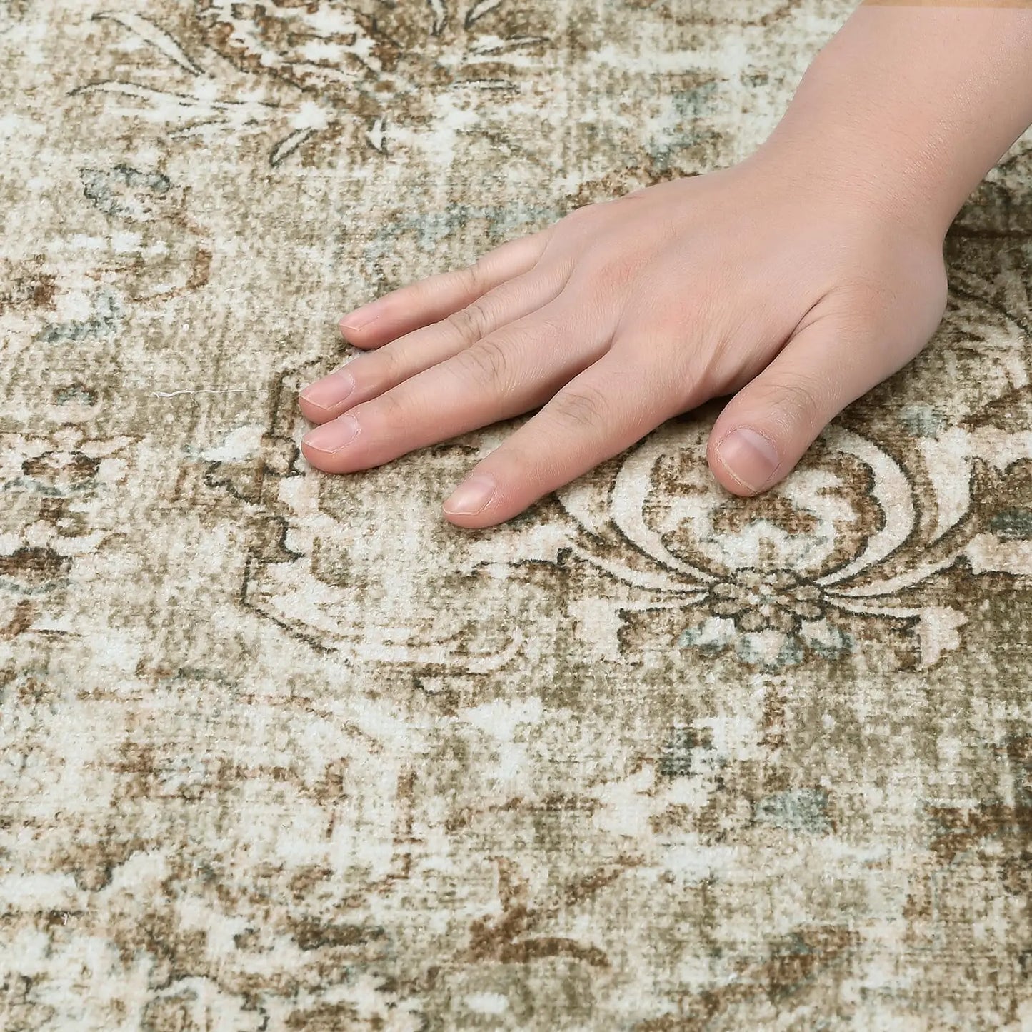 9x12 Large Vintage Washable Rug Oriental Floral Print