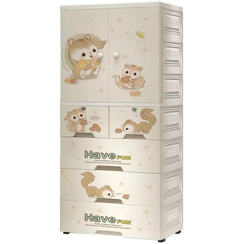 Plastic Baby Storage Cabinet, Simple Cartoon Children's Wardrobe For Girls Bedroom