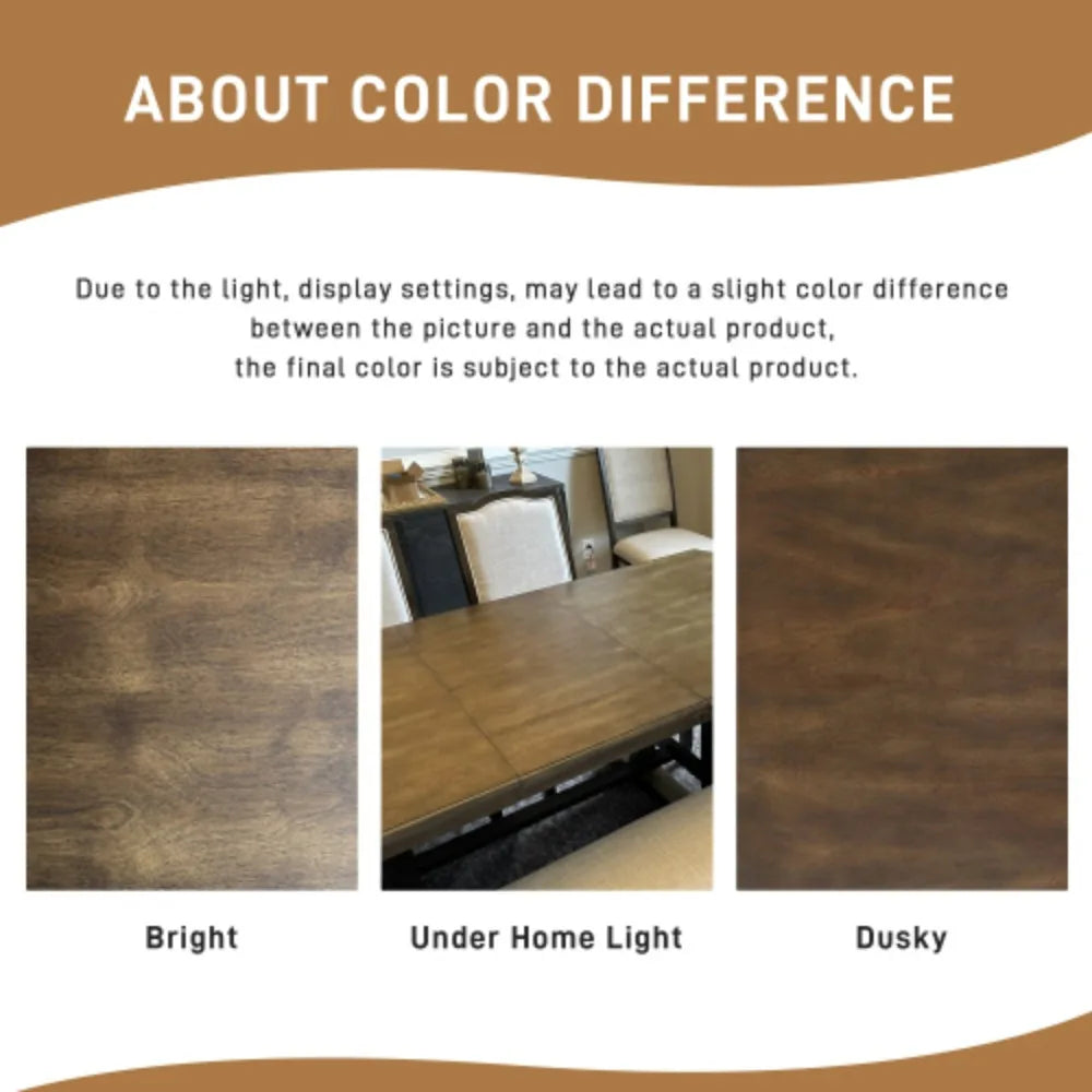 6-Piece Wood Dining Table Set, Extendable with Removable Leaf