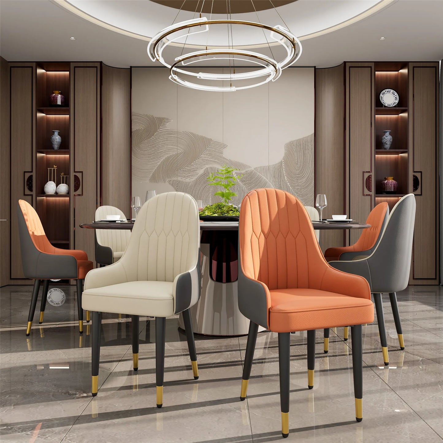 Set of 2, Faux Leather Dining Chairs