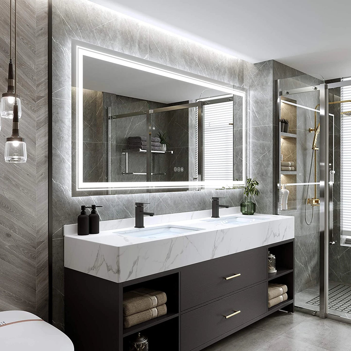 48"X24" LED Bathroom Mirror with Lights, Anti-Fog, Dimmable