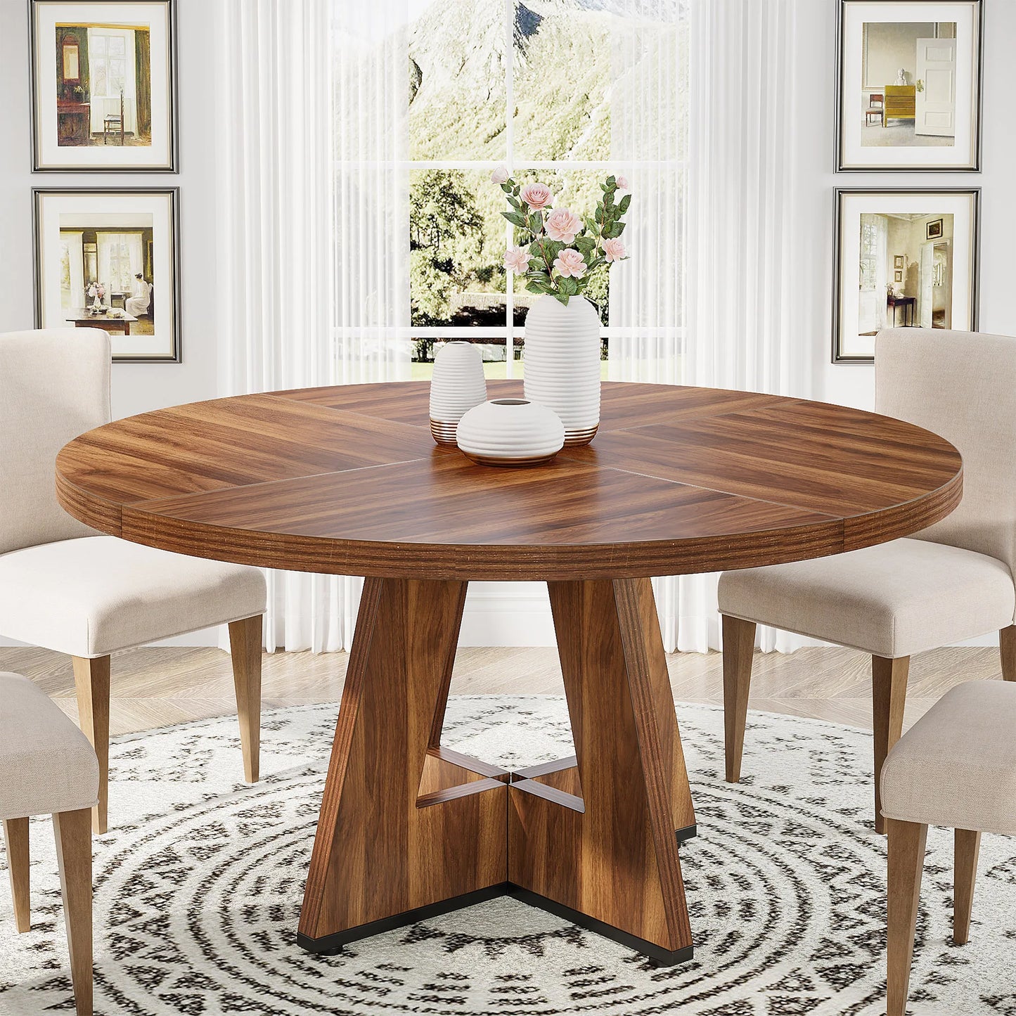Tribesigns Round Dining Table for 4,