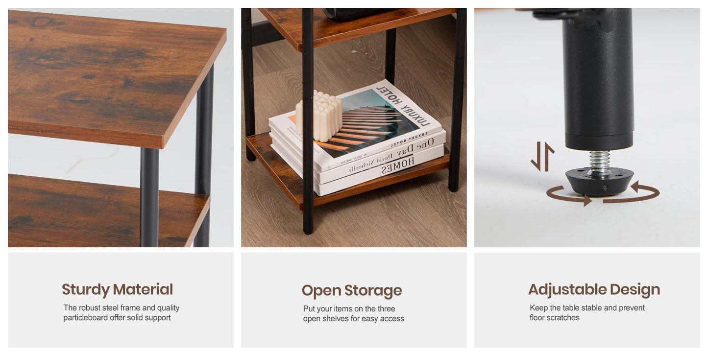 2/3-Tier End Table with Adjustable Feet