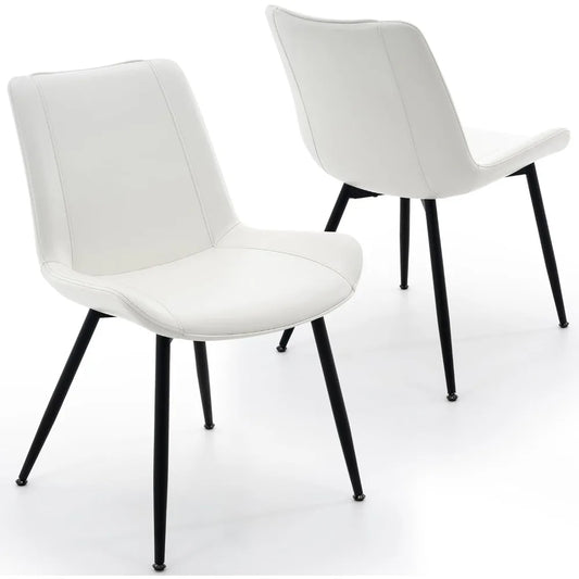 Dining Chairs Set of 2, PU Leather Modern Armless Kitchen Dining Room Chairs, Upholstered Accent Side Chairs with Metal Legs