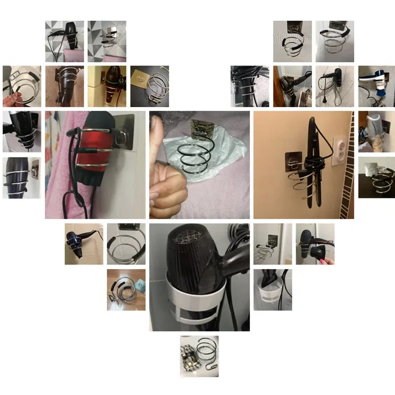 Hair Dryer Holder Blower Organizer Adhesive Wall Mounted