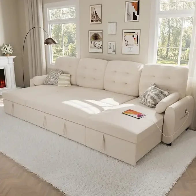 Sectional Sofa Couch, Sleeper Sofa Bed with Reversible Storage