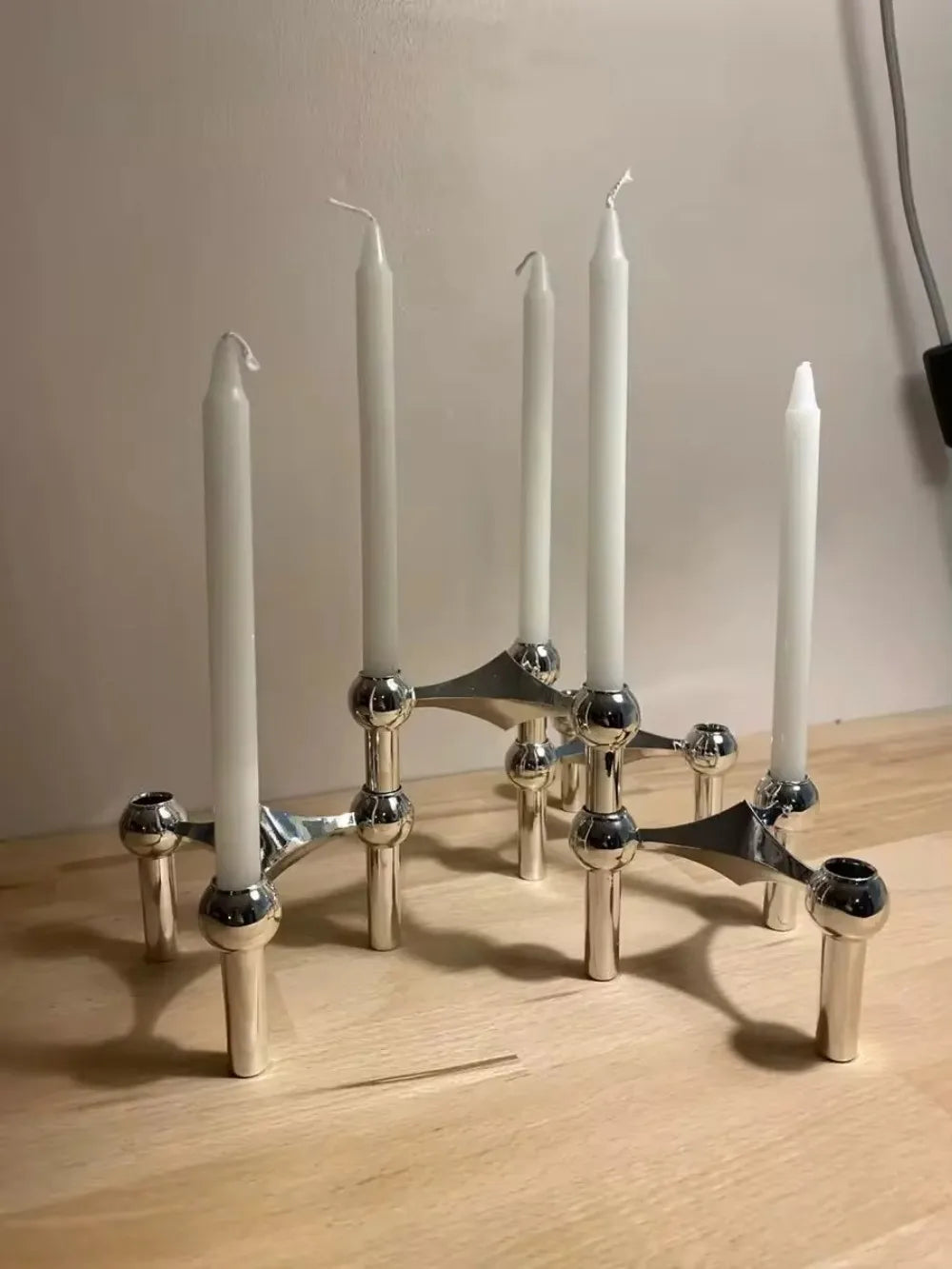 Metal Molecular Structure Candle Holder Candlestick Centerpiece