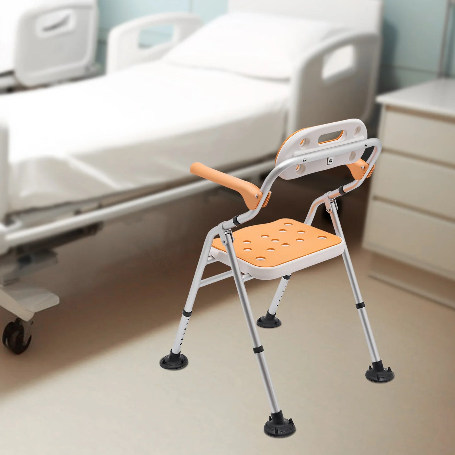 Foldable Shower Seat with Adjustable Armrests, 330.7 lbs Capacity