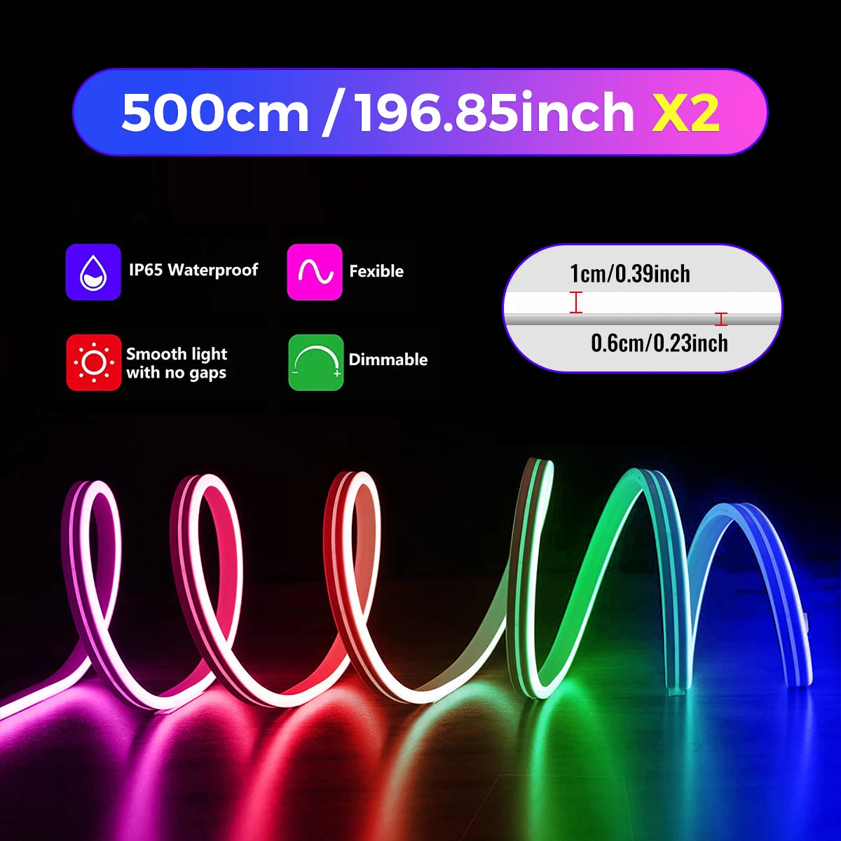 Neon WIFI Led Strip Lights Outdoor Waterproof with Music Sync