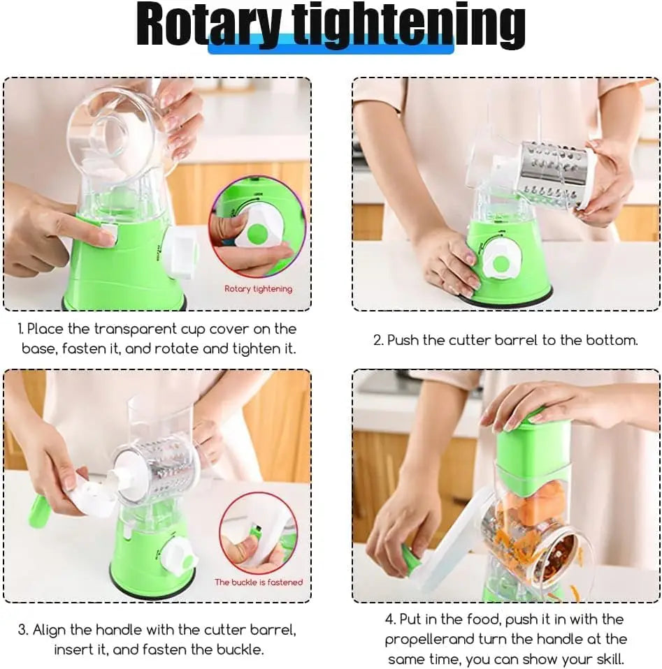 3 in 1 Cheese Grater Rotary, Rotary Grater for Kitchen