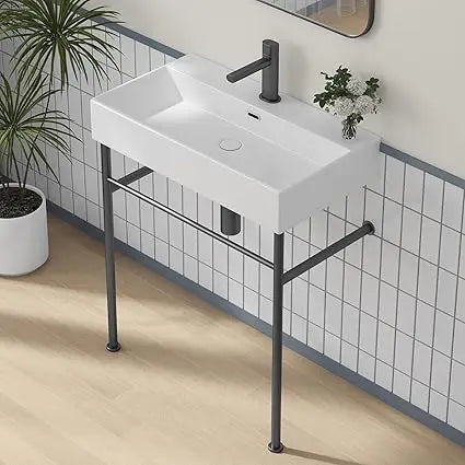 30"x16" Console Bathroom Sink, Free Standing 30 Inch Bracket