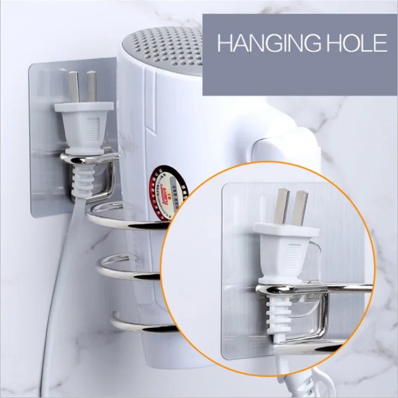 Hair Dryer Holder Blower Organizer Adhesive Wall Mounted