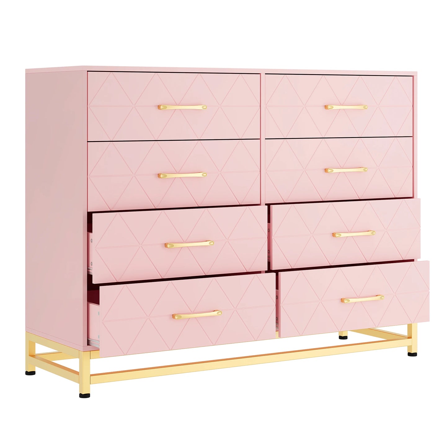8 Drawer Dresser with Metal Handles, Modern Wood Chest of Drawers