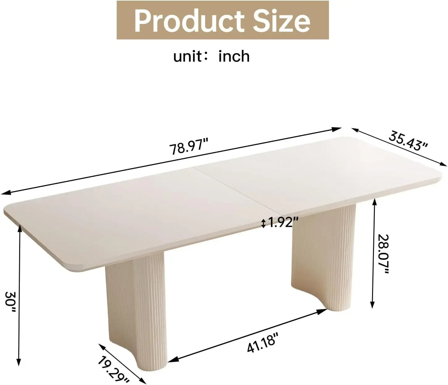 Rectangular Kitchen Table, Wavy Table Legs