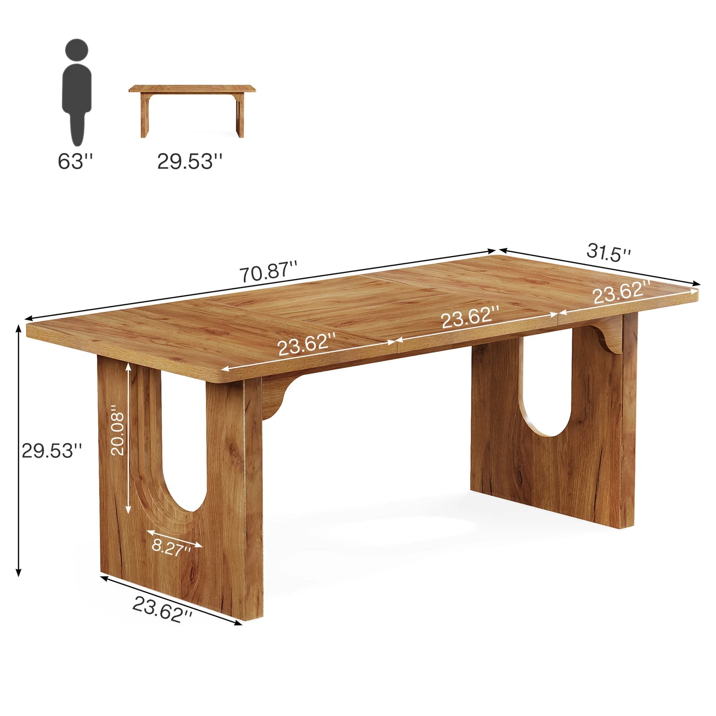 Modern Dining Table for 6 to 8 People, 71"