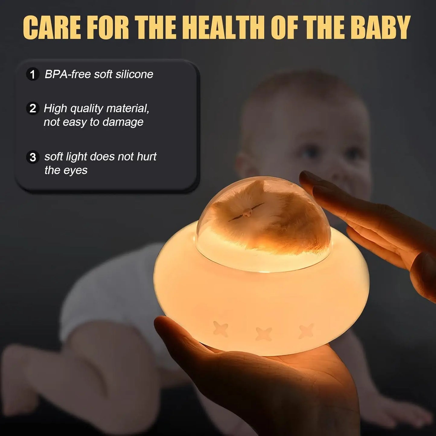 Spaceship Night Light LED, USB Rechargeable, 7-Color Changing