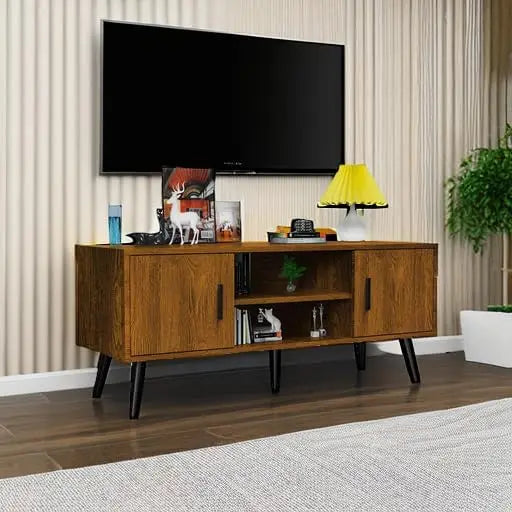 Mid-Century Modern 45"" Tv Stand With 2 Side Doors