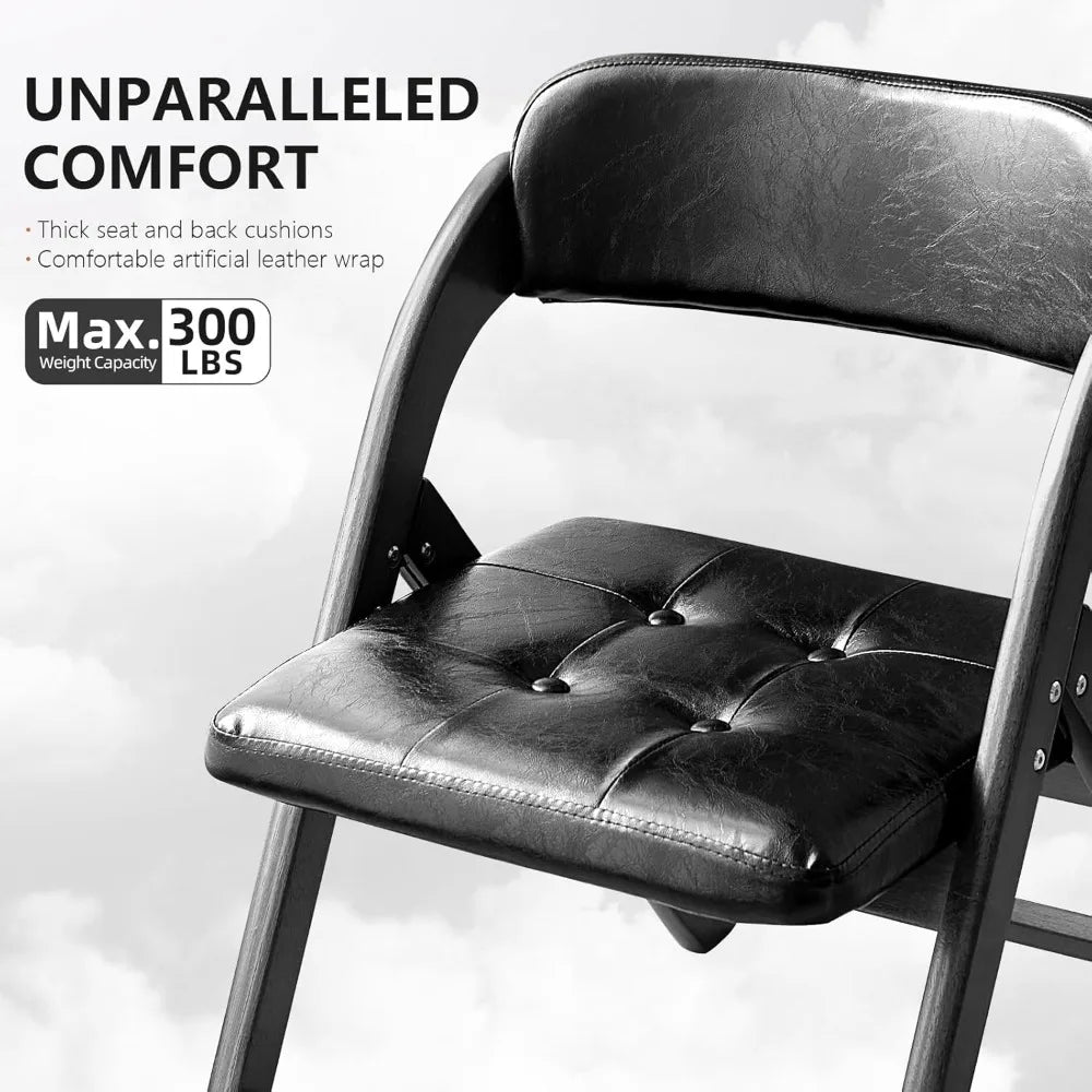 Padded Folding Chairs with Cushion 2 Pack, Portable Foldable