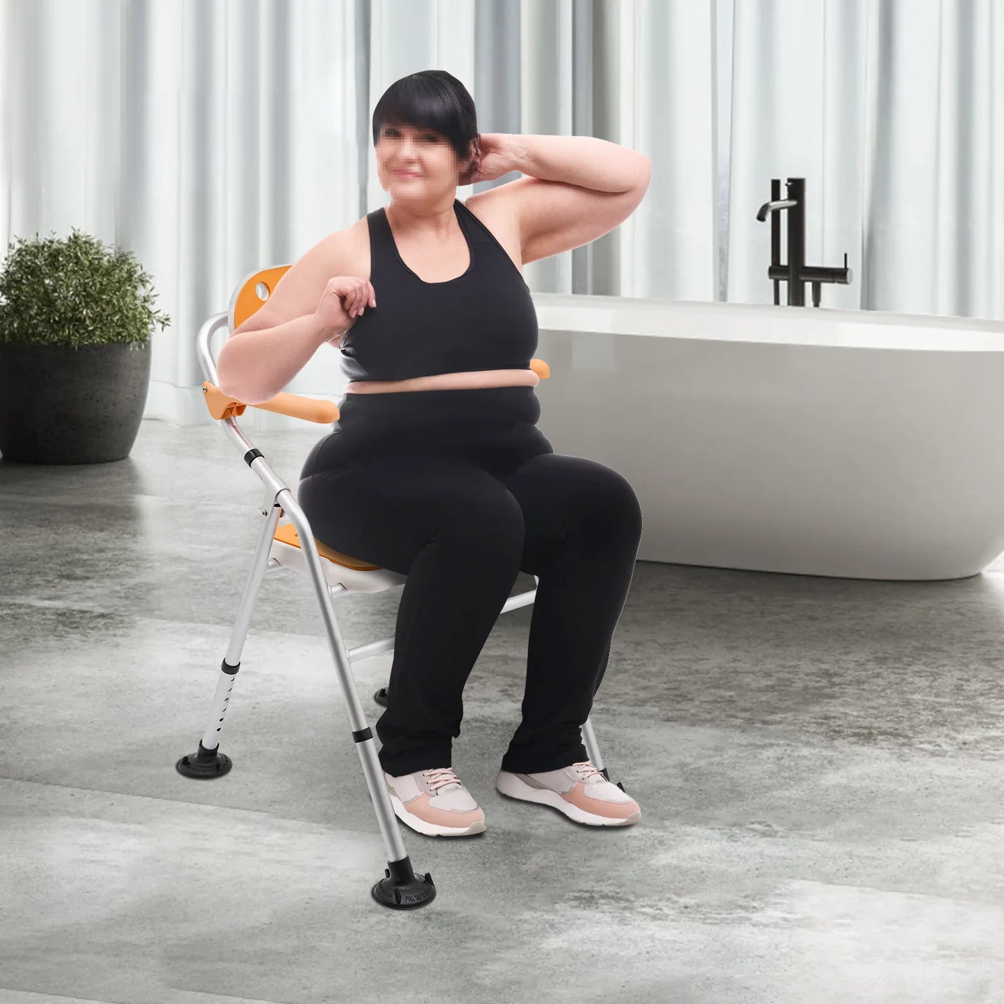 Foldable Shower Seat with Adjustable Armrests, 330.7 lbs Capacity