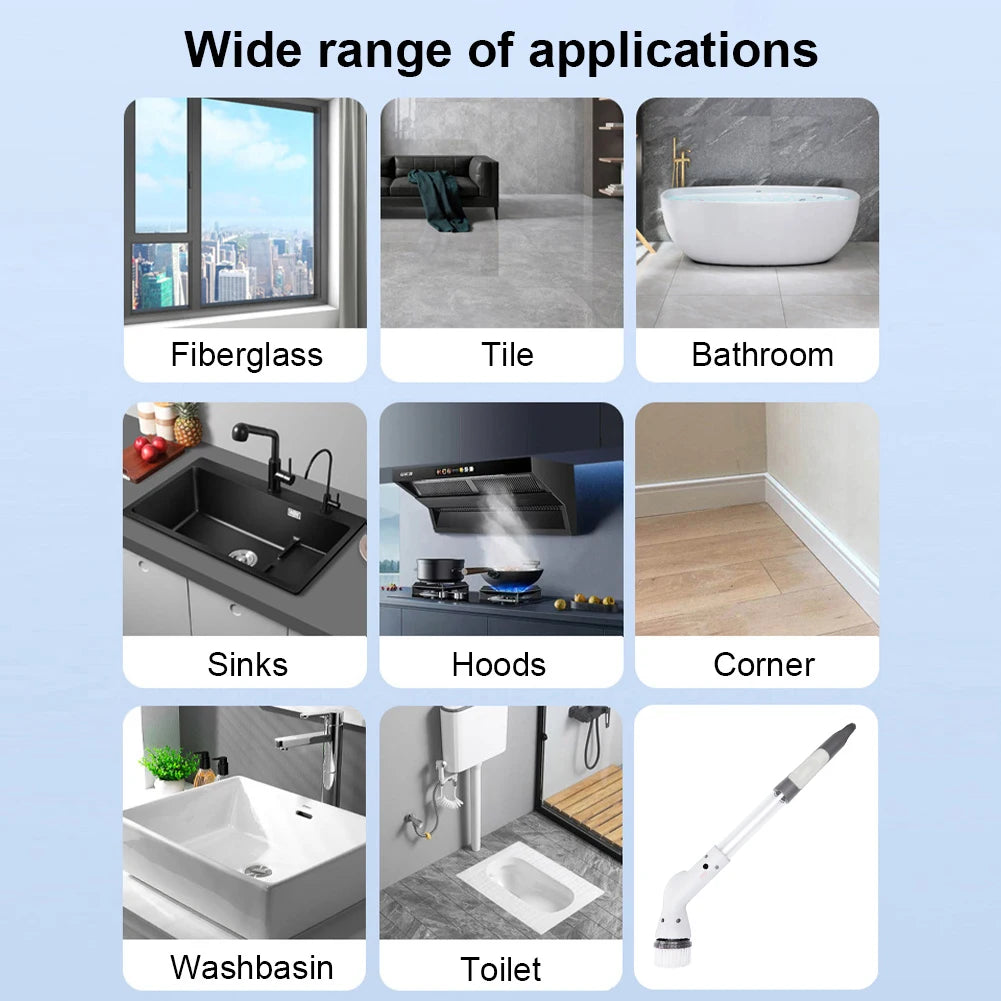 Electric Spin Scrubber Power Cleaning Brush Cordless Waterproof