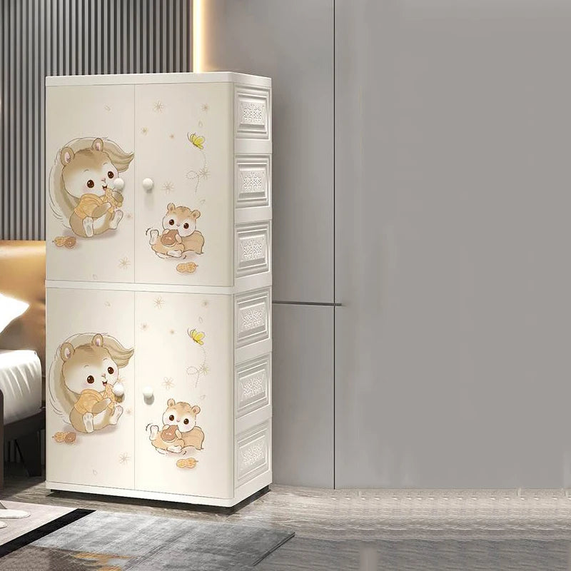 Plastic Baby Storage Cabinet, Simple Cartoon Children's Wardrobe For Girls Bedroom