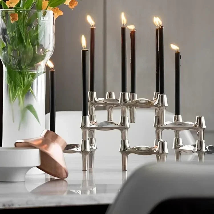 Metal Molecular Structure Candle Holder Candlestick Centerpiece
