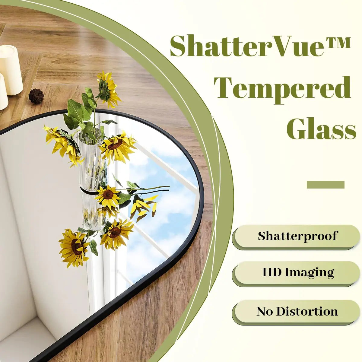 Wall Mounted Mirror, 26 inch x38 inch Arch Bathroom Mirror