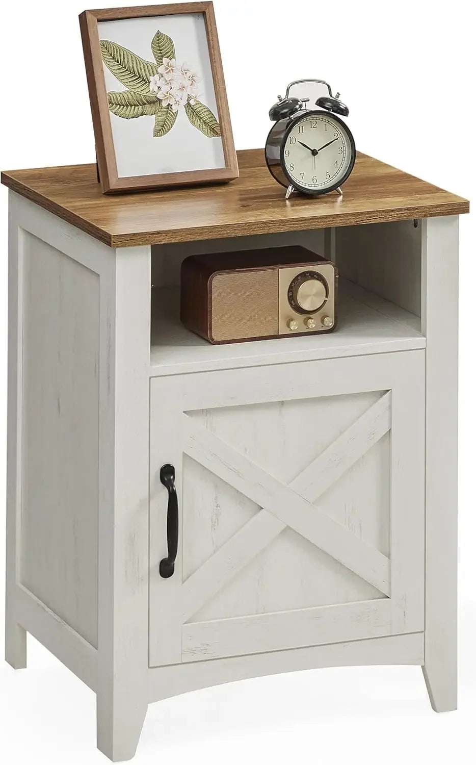 Set of 2, Farmhouse Nightstand with Barn Door