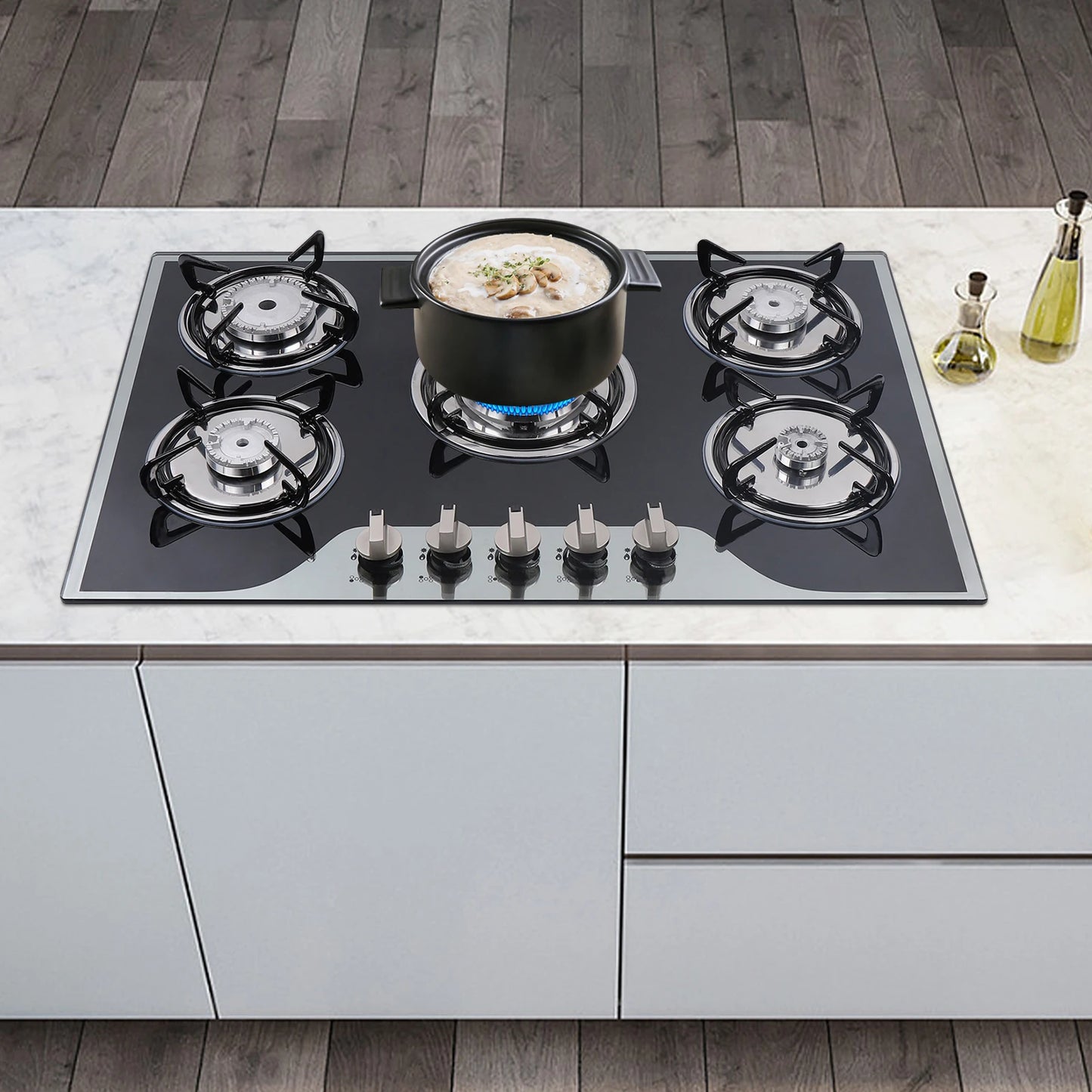 30" Kitchen Gas Cooktop Stainless Steel 5-Burners
