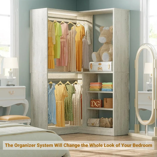 36 Inch Corner Closet System, Large Freestanding Closet Organizer