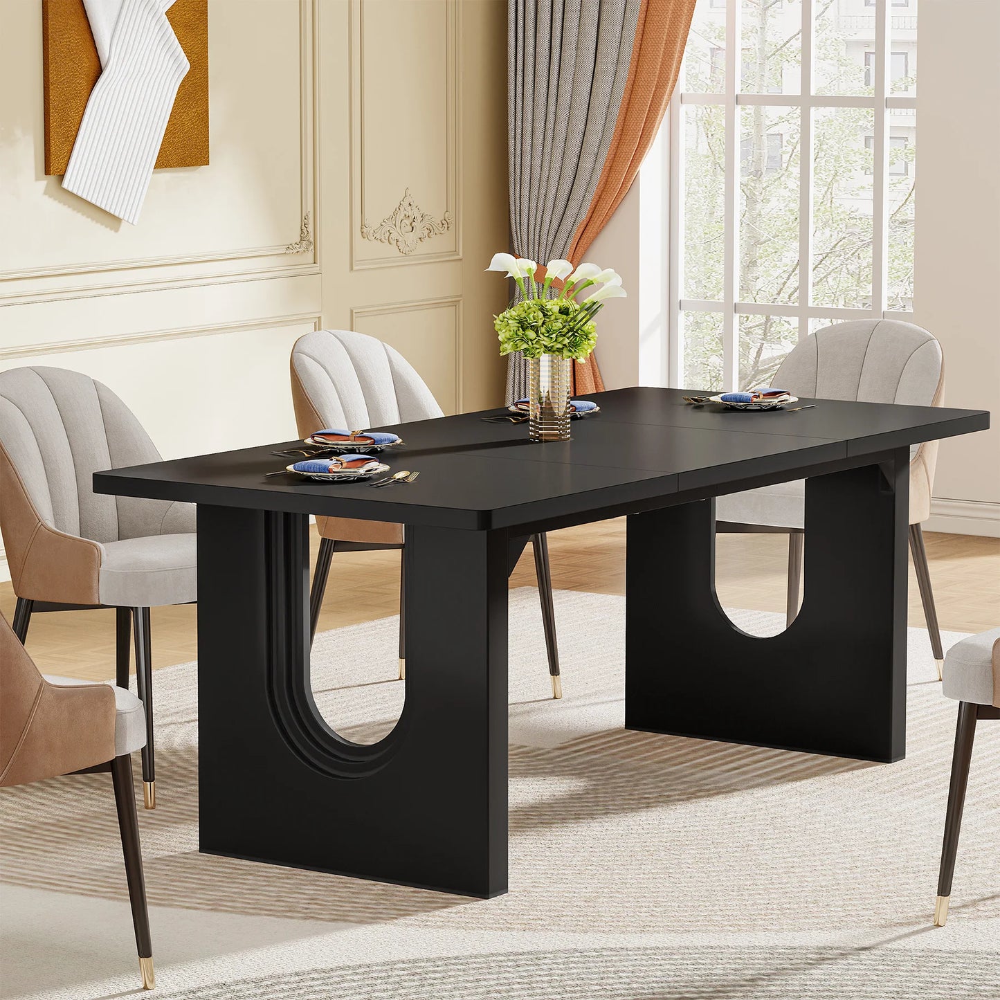 Modern Dining Table for 6 to 8 People, 71"