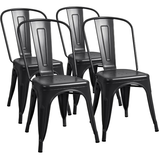 Set of 4, Metal Stackable Dining Chair, Indoor - Outdoor Use