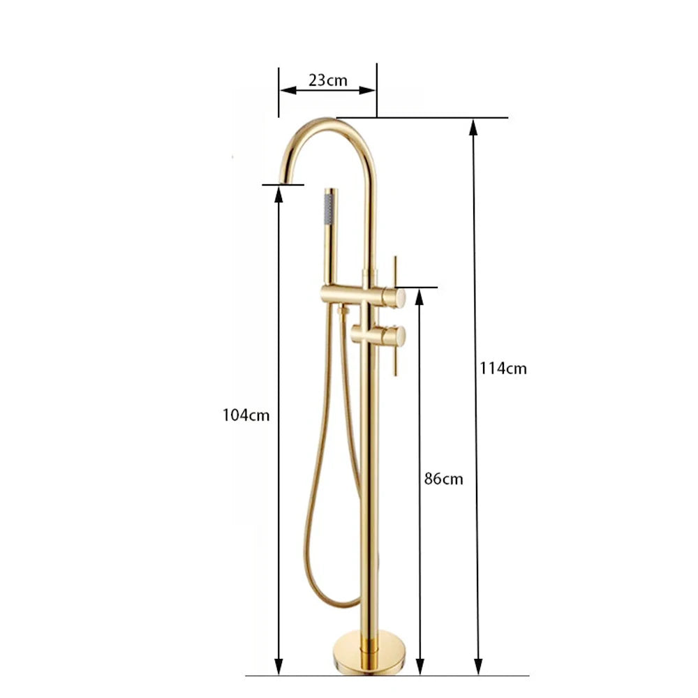 Gold Bathroom Bathtub Faucet With Hand Shower