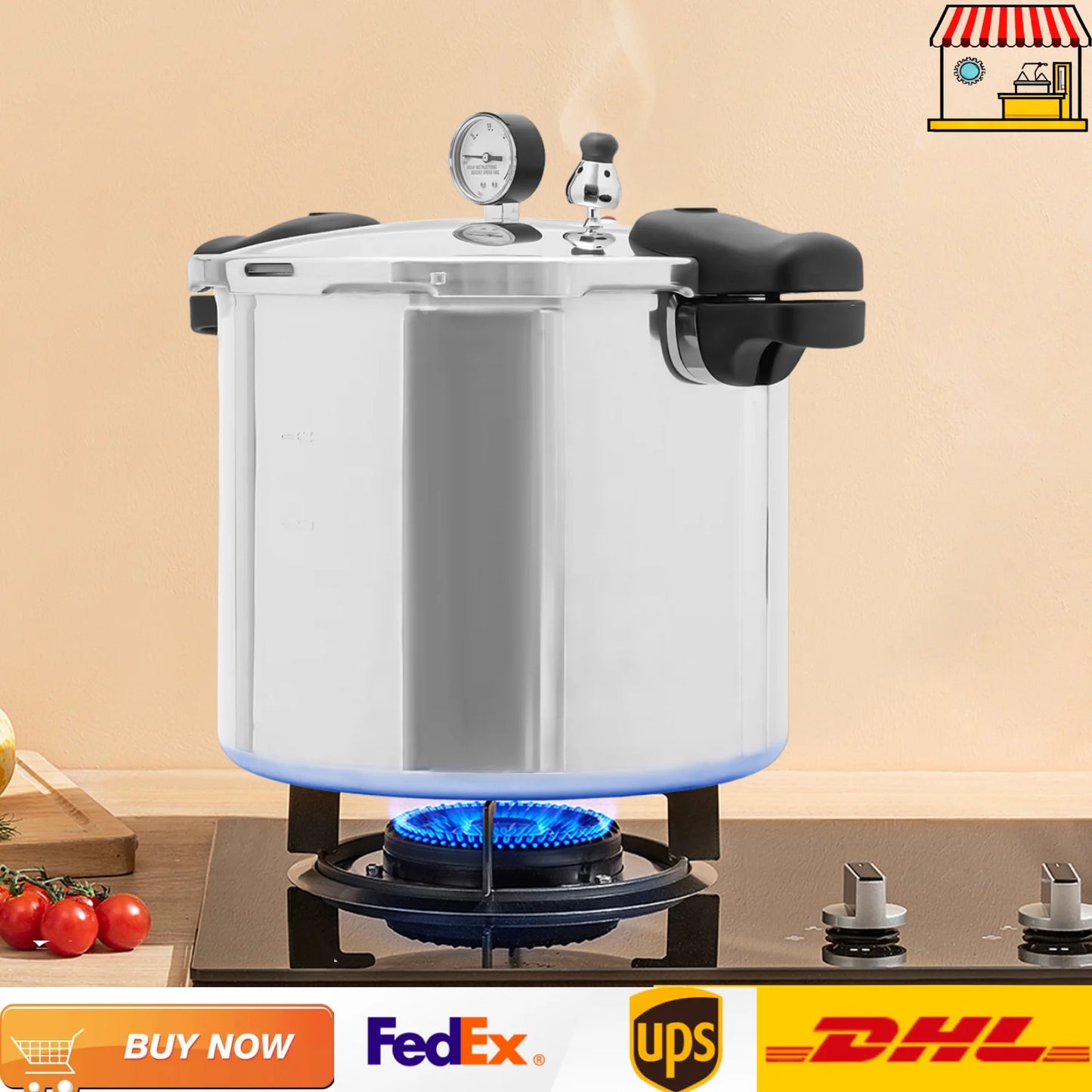 90Kpa 32cm Aluminum Alloy Explosion-Proof Pressure Cooker, 22L/23Q