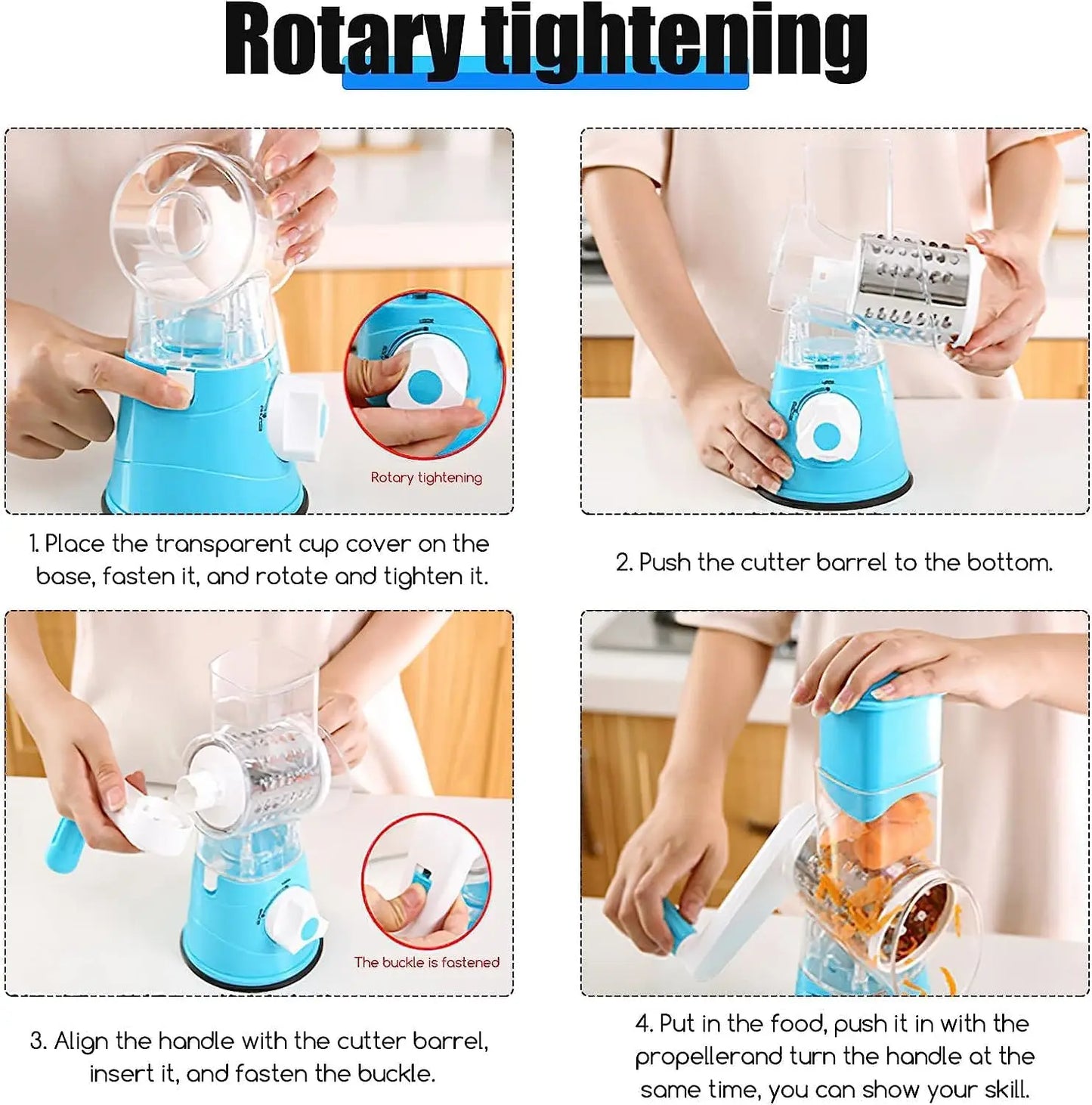 Cheese Grater Rotary, Rotary Grater for Kitchen, 3 in 1 Grater