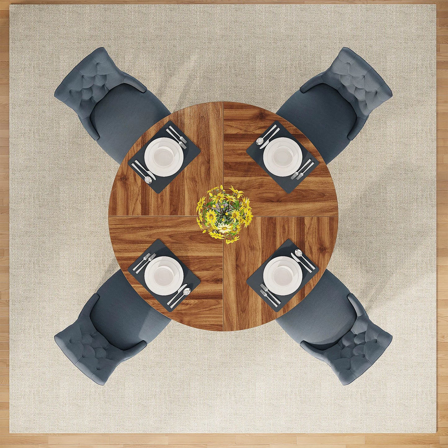 Tribesigns Round Dining Table for 4,