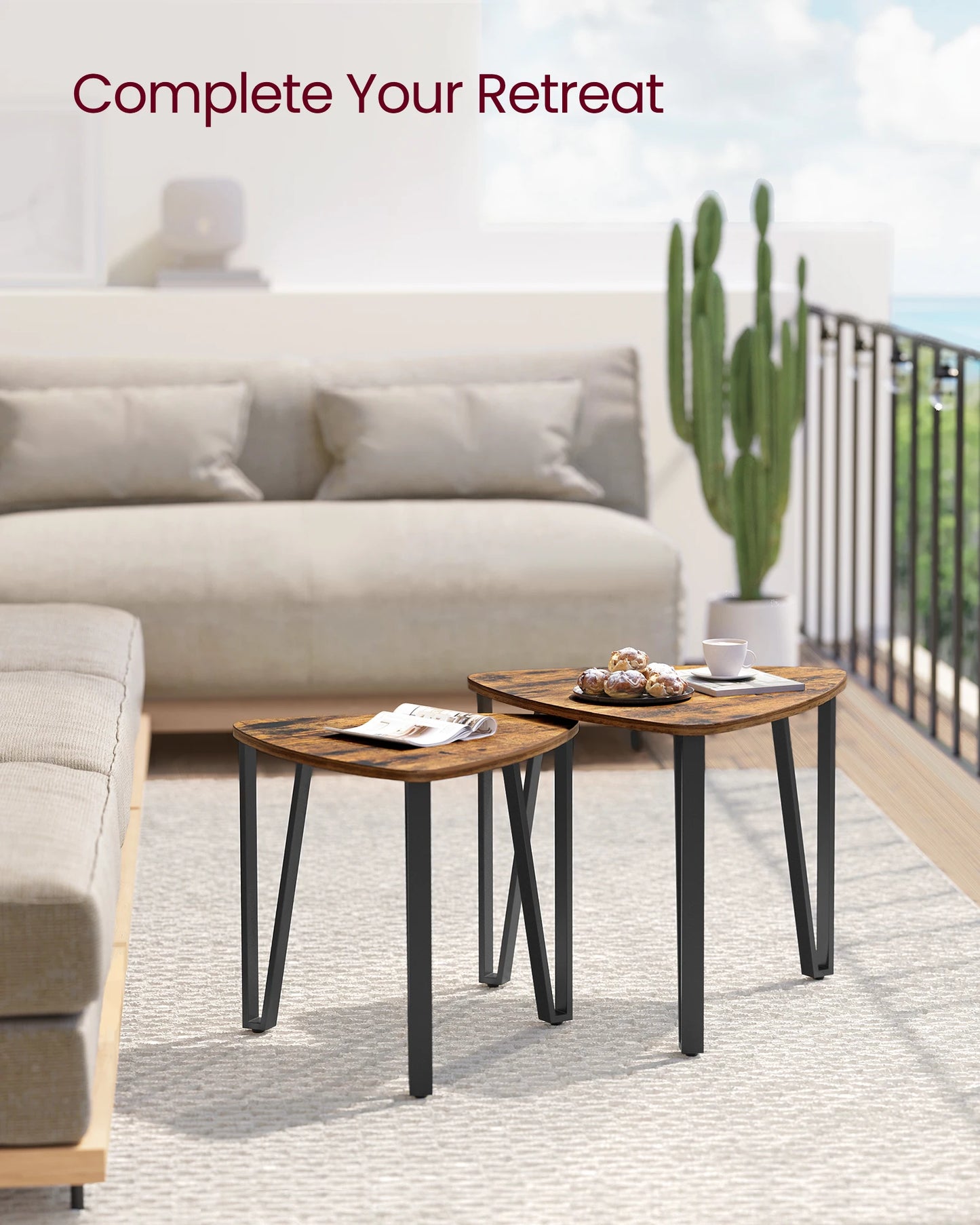 Set of 2, VASAGLE Nesting Coffee Tables, End Tables