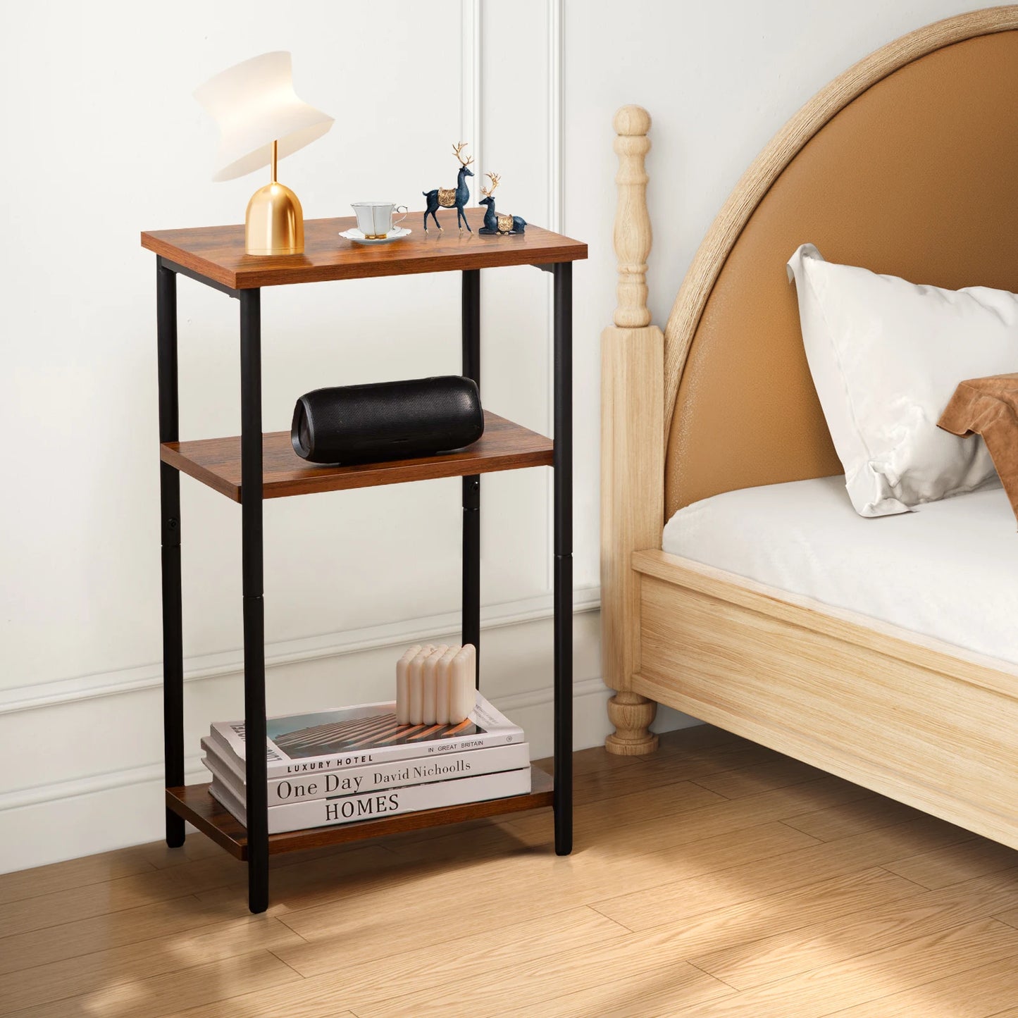 2/3-Tier End Table with Adjustable Feet