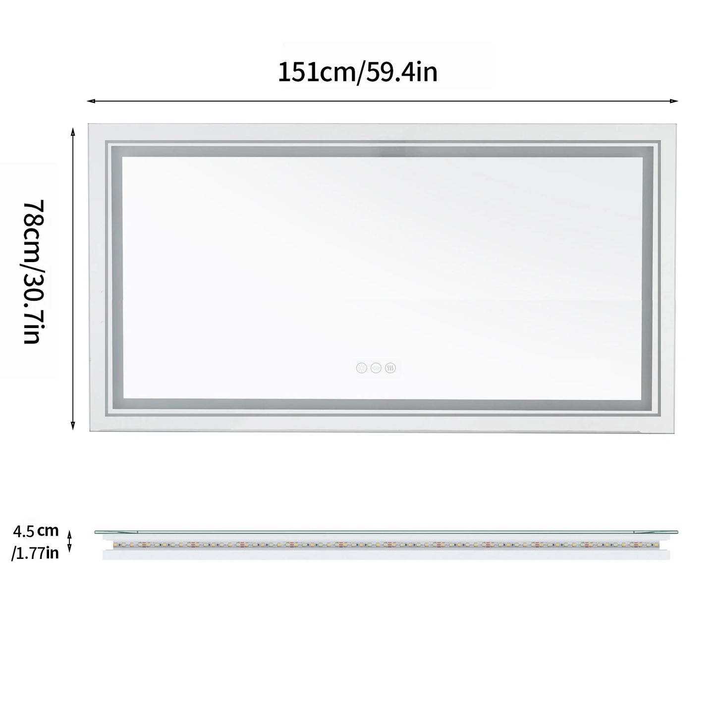 Anti-fog, Jumbo-Large Illuminated LED Bathroom/Vanity Mirror