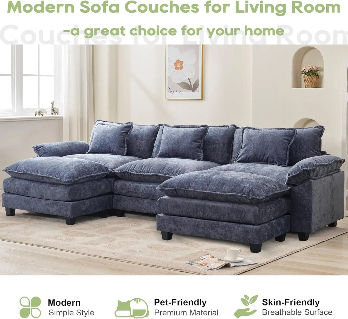 Modular Sectional Sofa, Comfy Cloud Couch Sectional Sofa