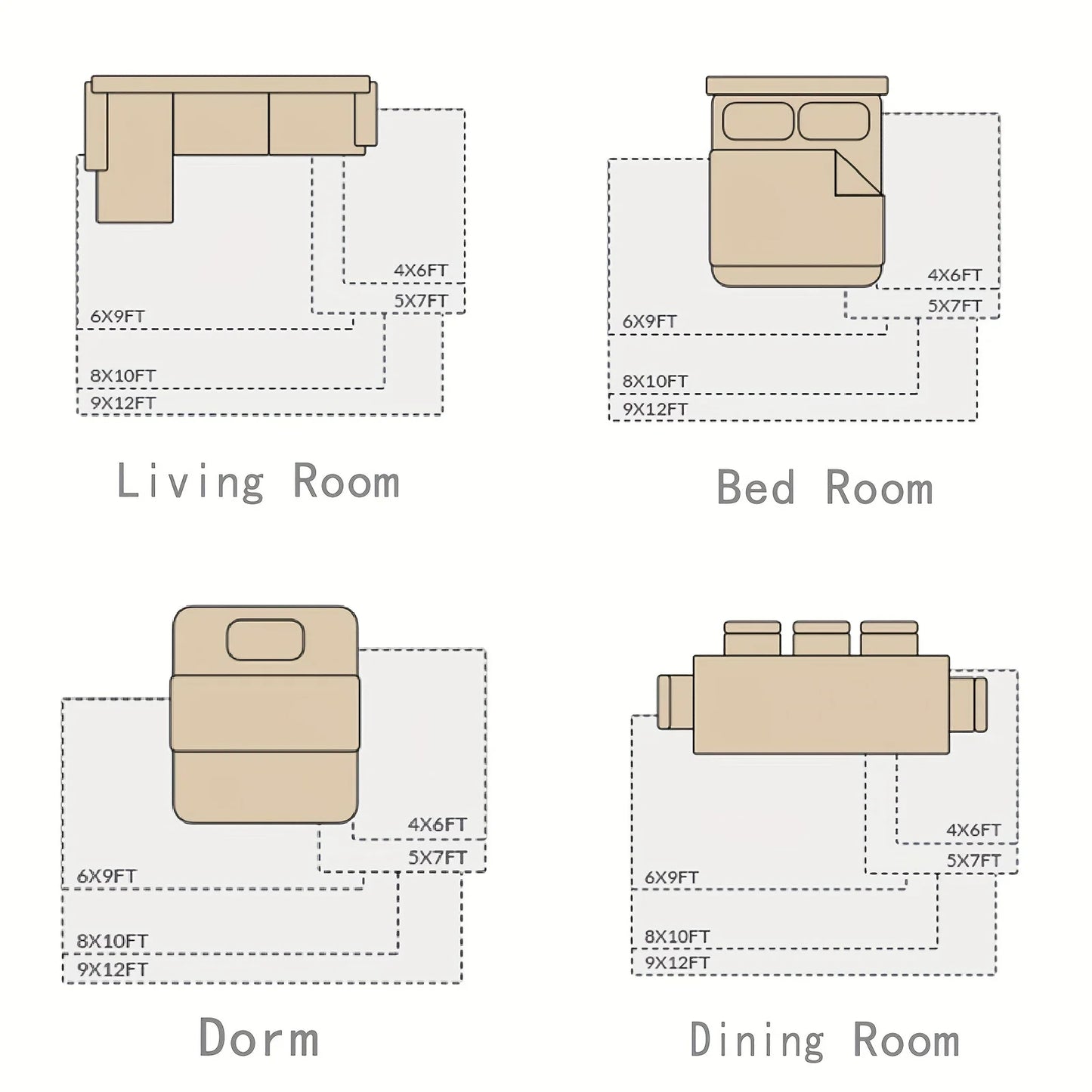 Luxury Plush Carpet with 4 Rug Stickers, Non Slip Rugs