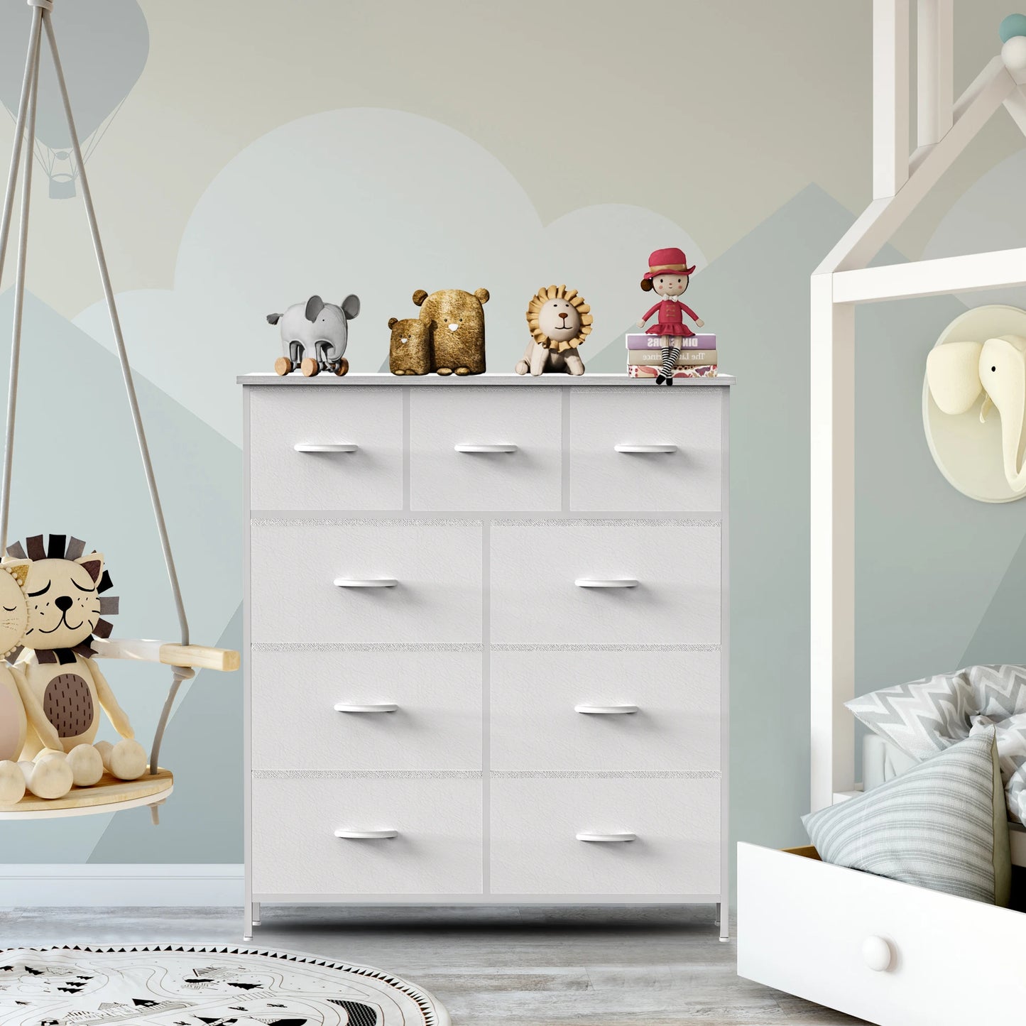 JHK Dresser For Bedroom With 9 Fabric Storage Drawer Wardrobe