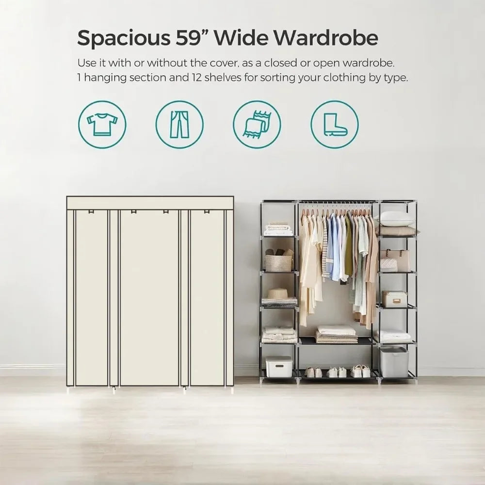 Portable Closet, Wardrobe Closet Organizer with Cover