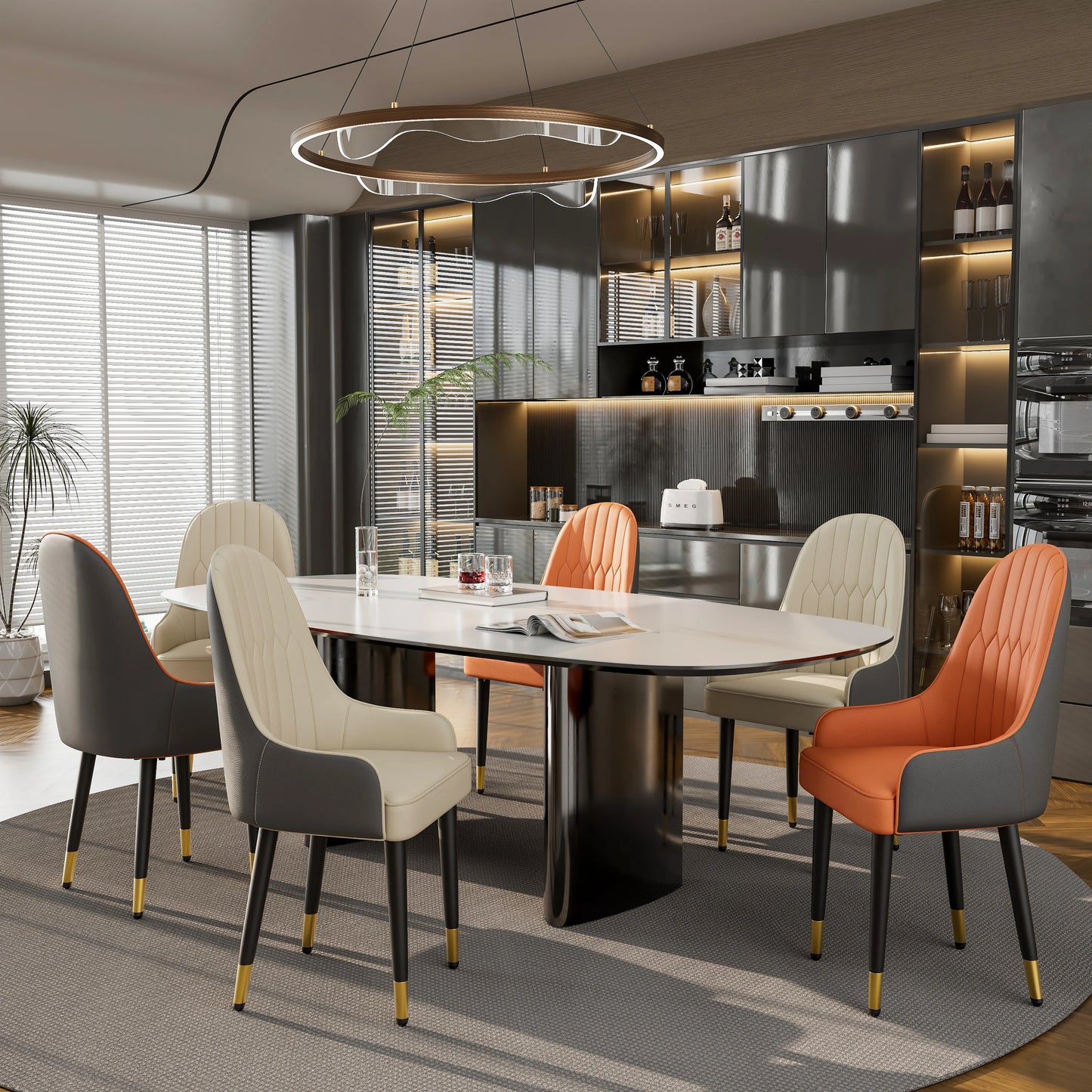 Set of 2, Faux Leather Dining Chairs