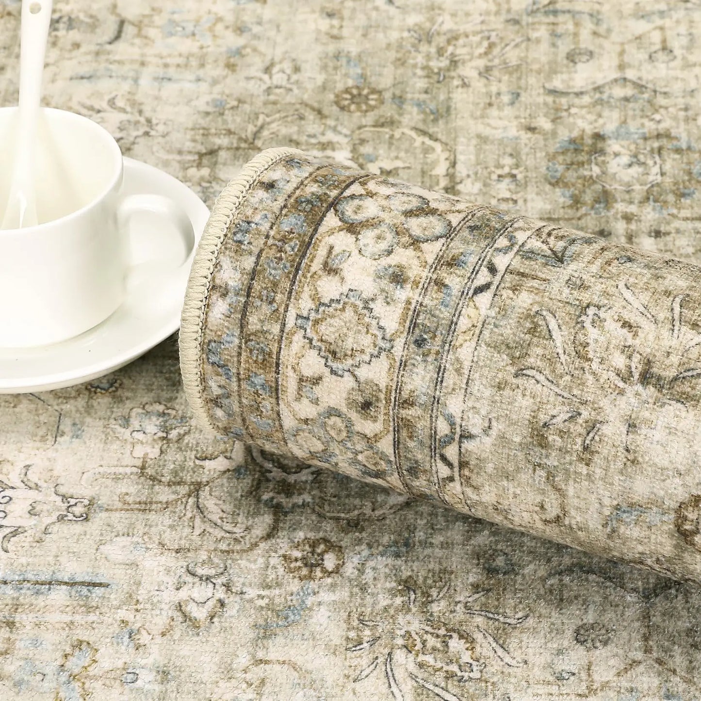 9x12 Large Vintage Washable Rug Oriental Floral Print