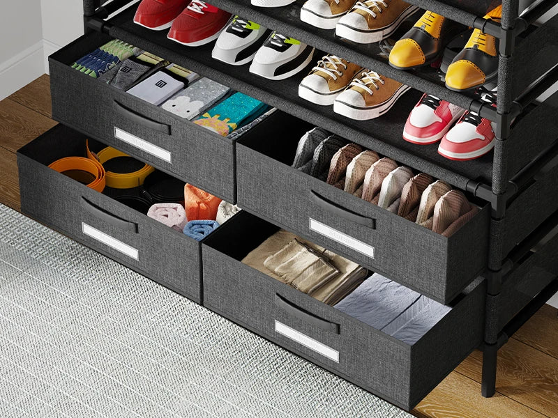 Bookshelf with 4 Bins Drawers for Closet Entryway, Vertical Shoe Racks