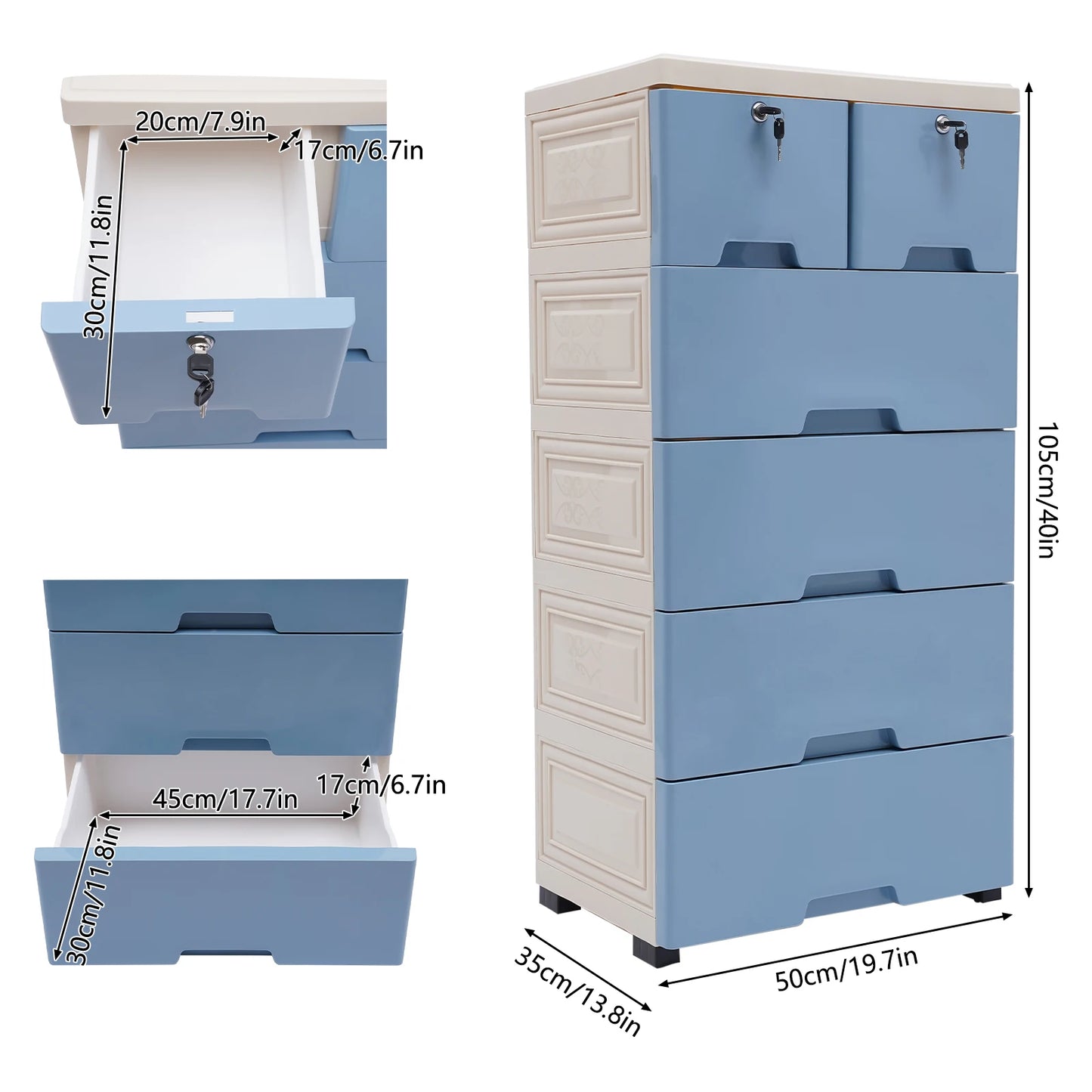 Plastic Clothing Storage with 6 Drawers