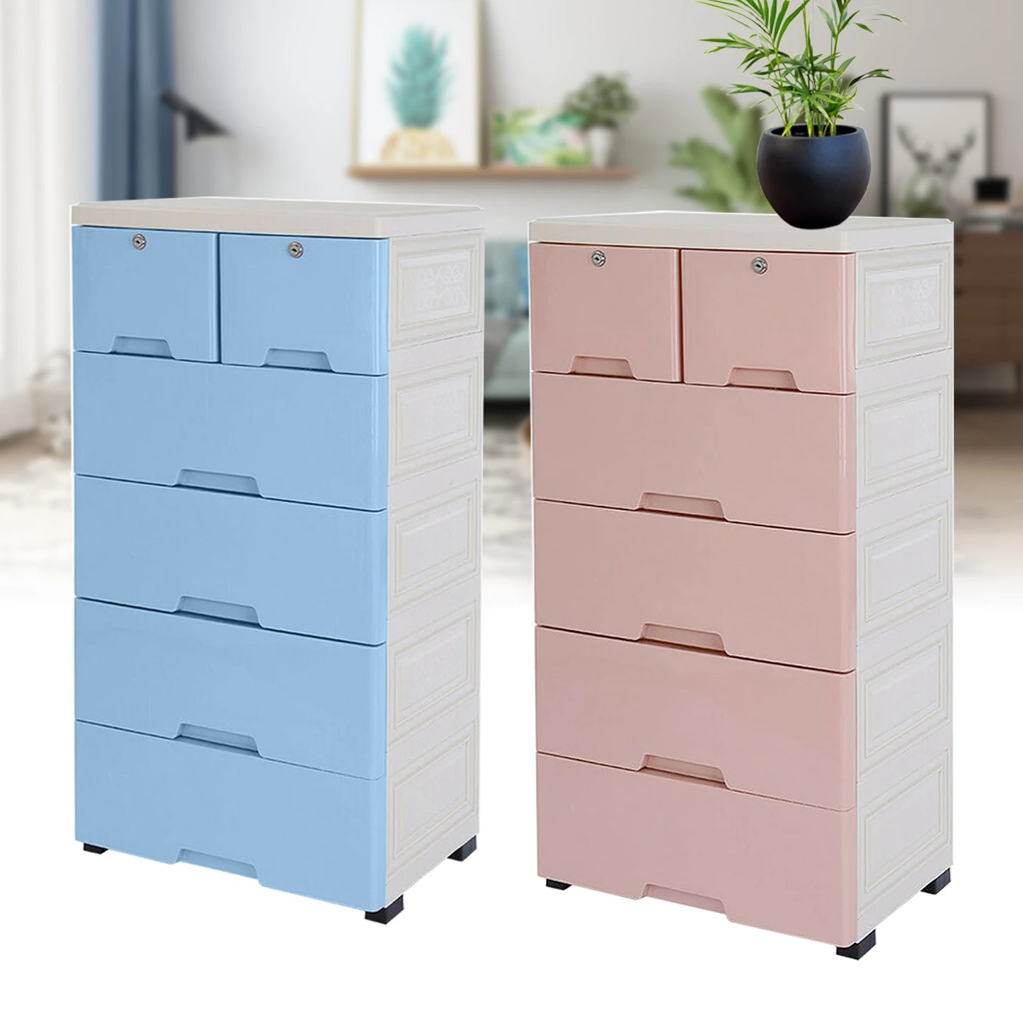 Plastic Clothing Storage with 6 Drawers